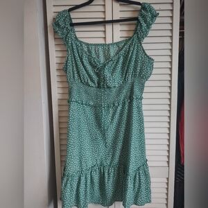 Valphsio Womens Smocked Dress Ruffle Floral Tie Front Boho Short Dresses